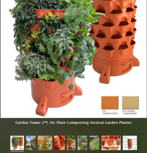 Garden Tower 2™, 50-Plant Composting Vertical Garden Planter